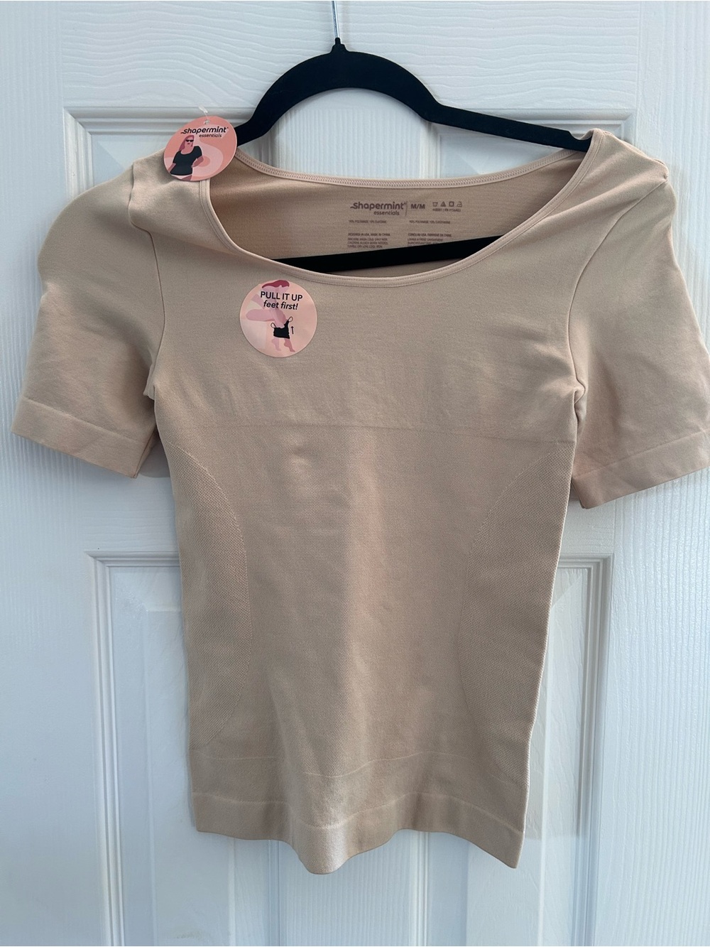 NWT Shapermint Essentials Scoop Neck Compression Shaper T-Shirt Beige Medium